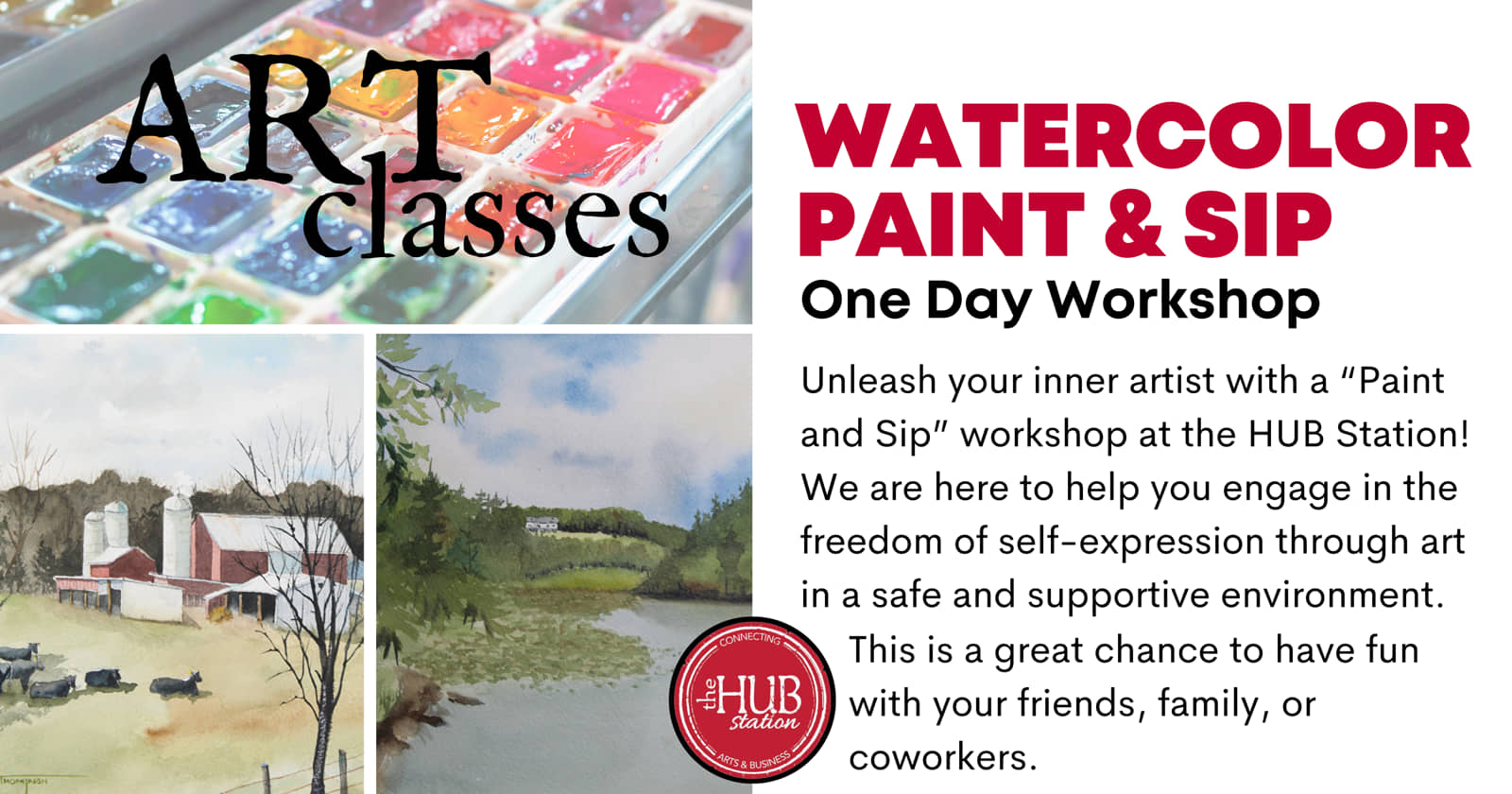 Watercolor Paint and Sip The Hub Station